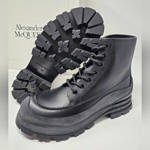 Alexander McQueen 42 9 Black Combat Boot Rubber Guard Waterproof Sole Hiking IT